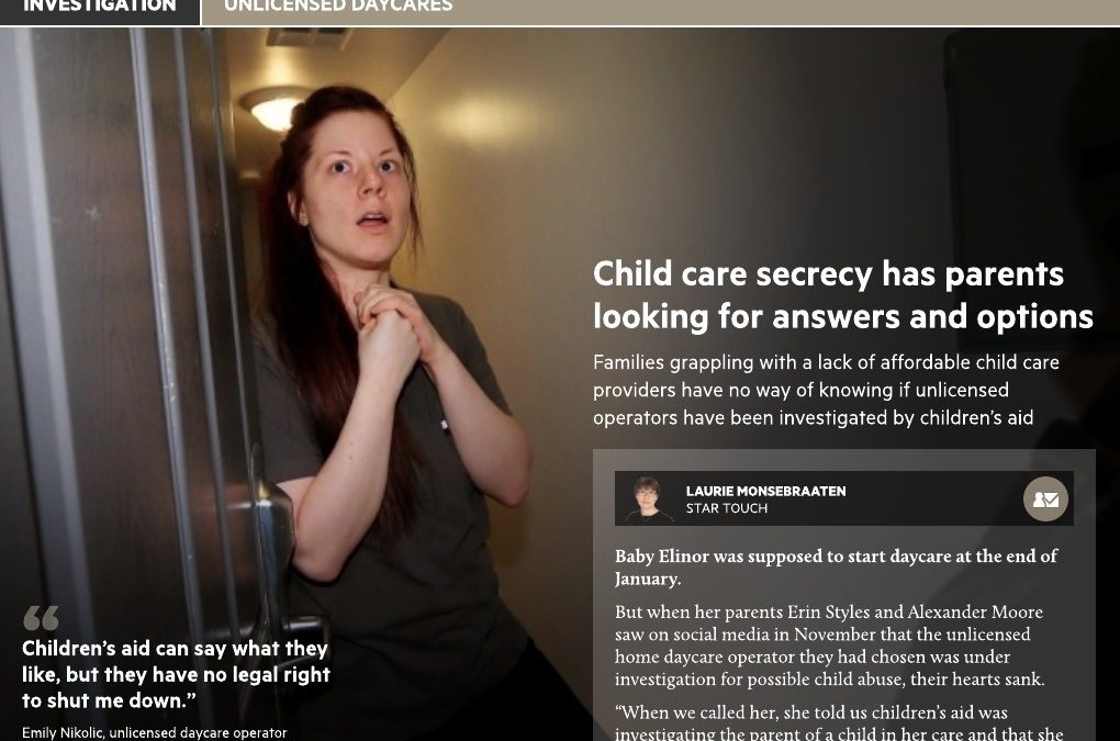 Toronto Star: Unlicensed Child Care